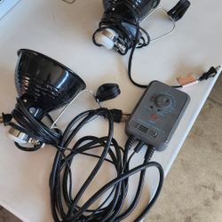2 Reptile Heat Lamp Fixtures And One Reptile Heat Controller $25 For All