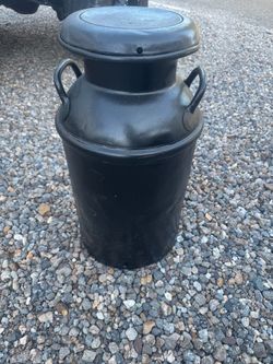 Black Metal Milk Can with Lid
