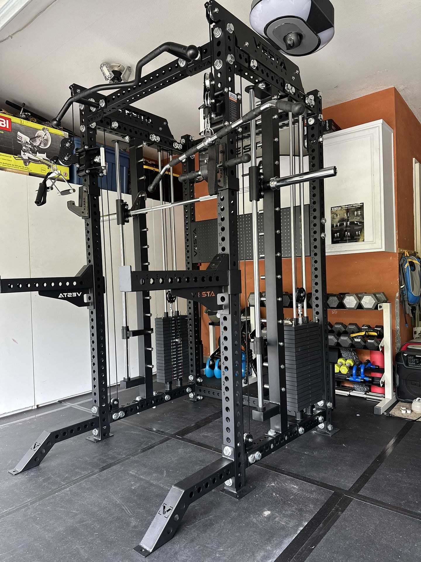 PRO SERIES Ultimate Half Rack Functional Trainer w/Smith Machine Bar 400lb Stack Gym Equipment Fitness Commercial Squat Rack