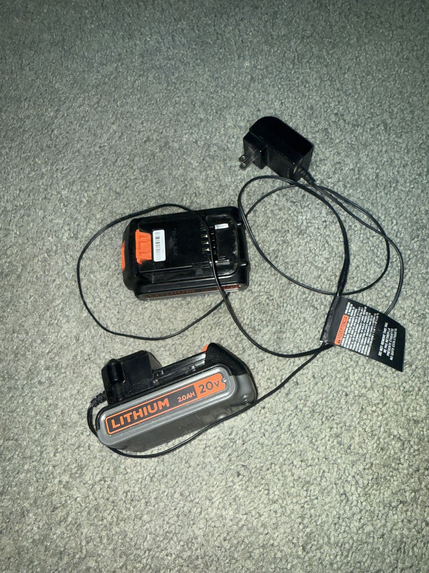 Like new Black & Decker 2.0 AH 20v lithium batteries + charger