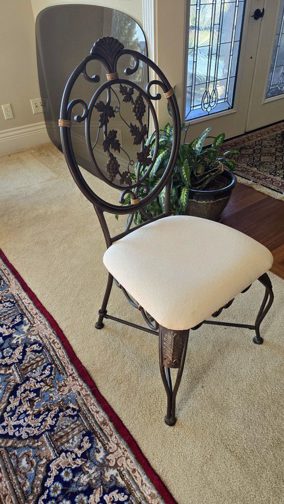 Set Of 6 Metal Victorian Grape Dining Chairs
