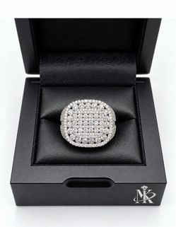 925 Sterling Silver 5.00CTW MOISSANITE Square Halo Men’s Ring Size 12