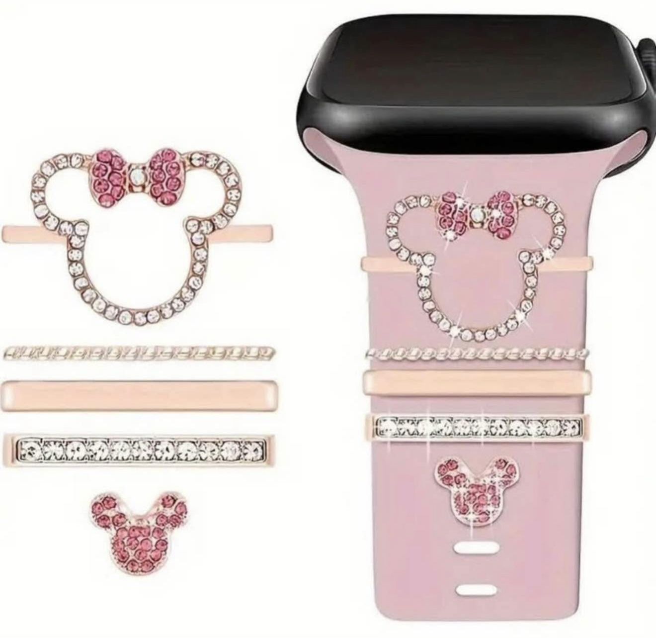 Minnie Mouse Metal Charms Compatible With Apple Watch Band Rose Gold