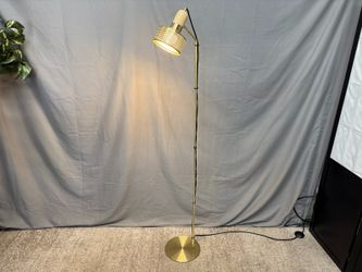 Modern Brass Floor Lamp w/ Perforated Metal Shade
