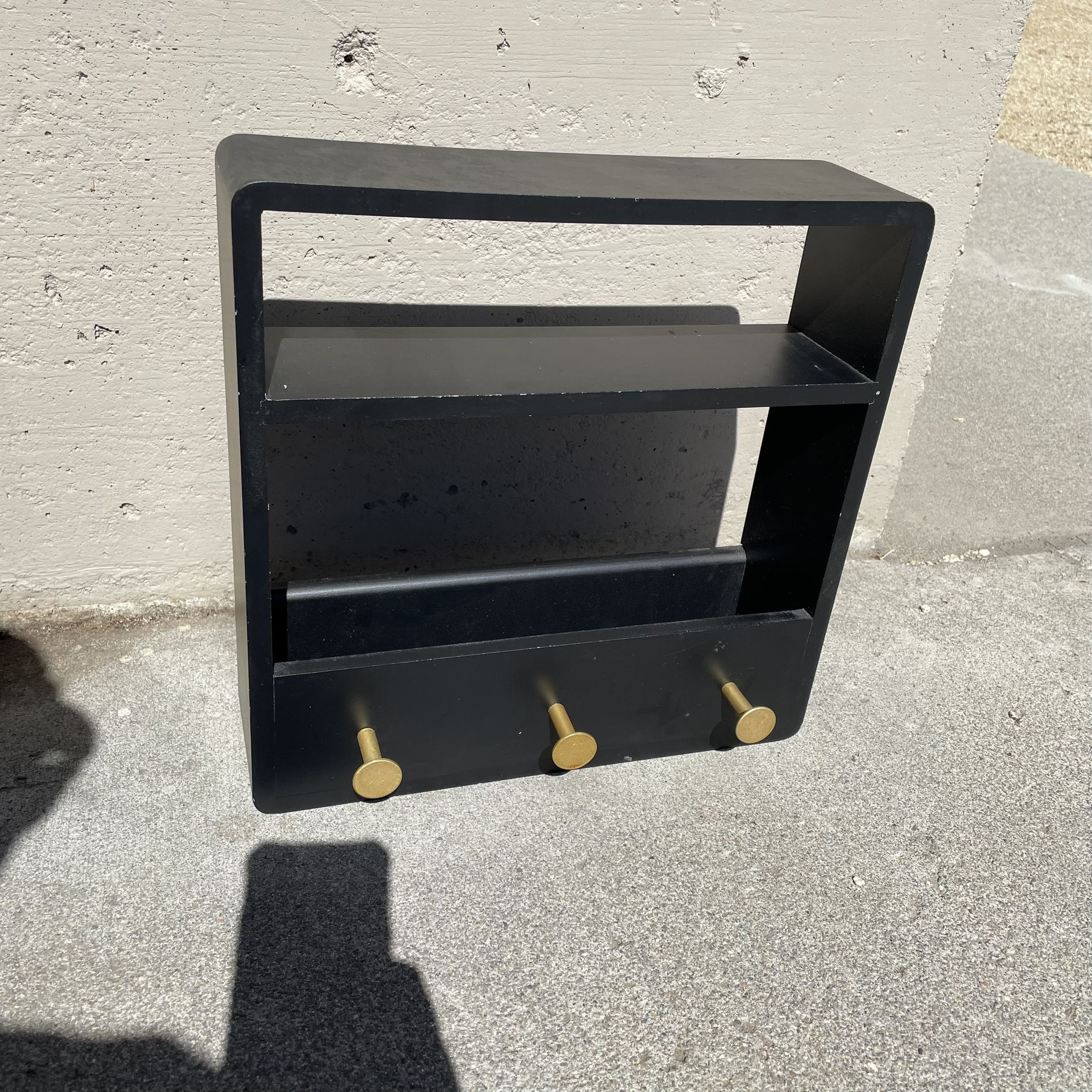 Black Wood Entry Way Mail Key Holder