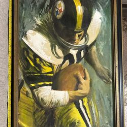 Vintage Football Player Illustration Framed Art Pittsburgh Steelers Dave Boss