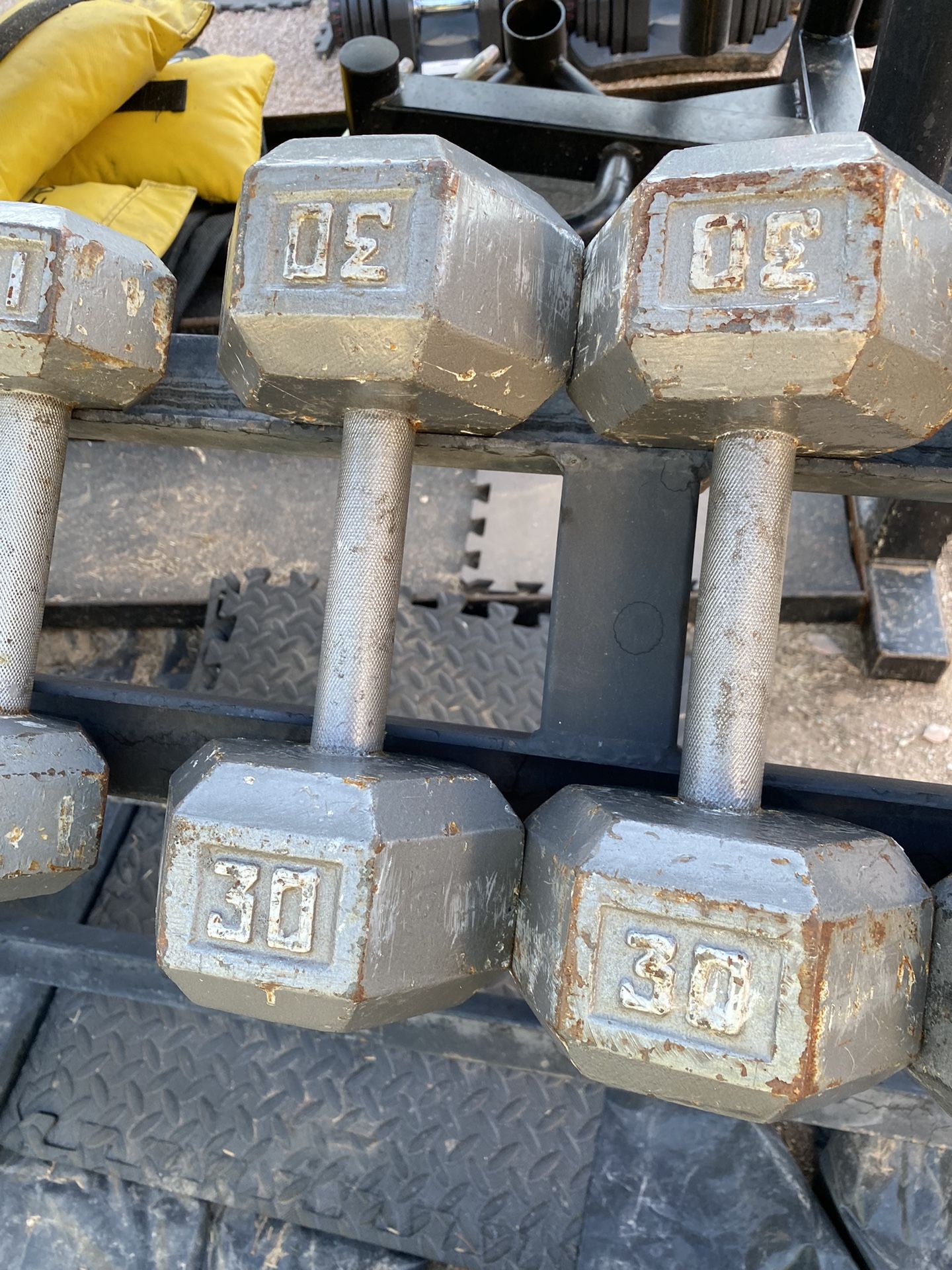 30lb Hex Iron Dumbbell Set Weights 