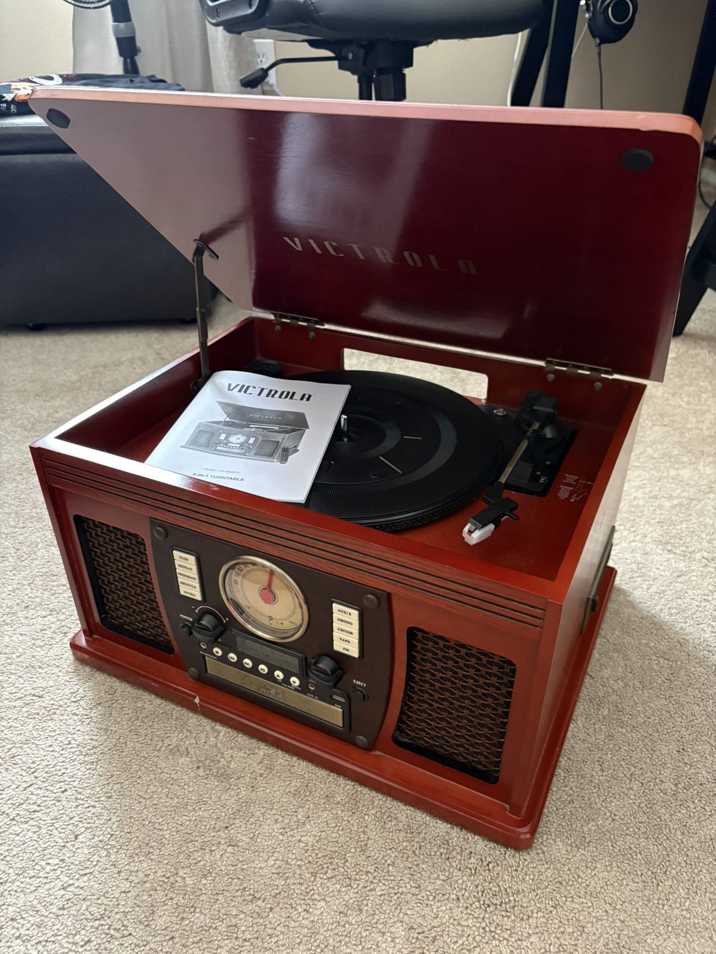 Antique 8-1 Wood Record Player