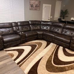 Genuine Leather 5 Seat Sectional Couch Sofa