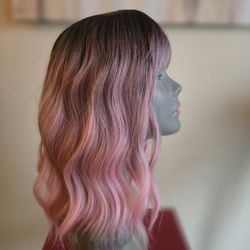Pink Wavy Ombre Wig 16" NEW