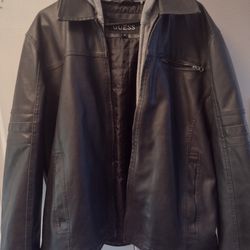 Guess Faux Leather Hooded Jacket For Man