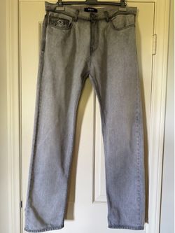 Versace Regular Fit Medusa Biggie Detail Jeans – Mid Grey (Size 34)