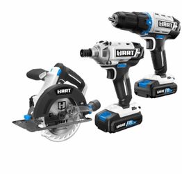 HART 20-Volt 3-Tool Combo Kit (2) 2.0Ah Lithium-Ion Batteries