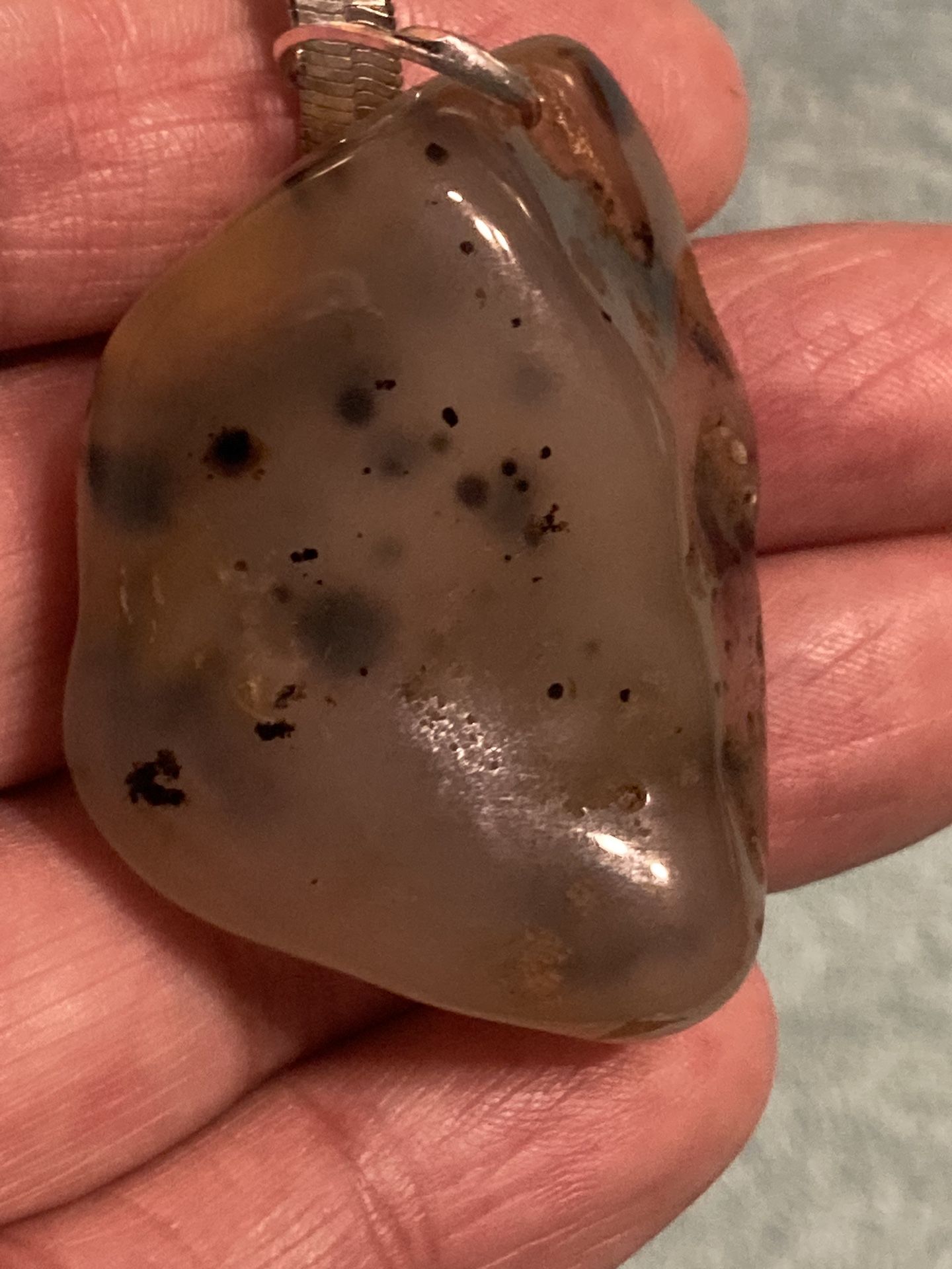 Agate chain necklace with silver chain