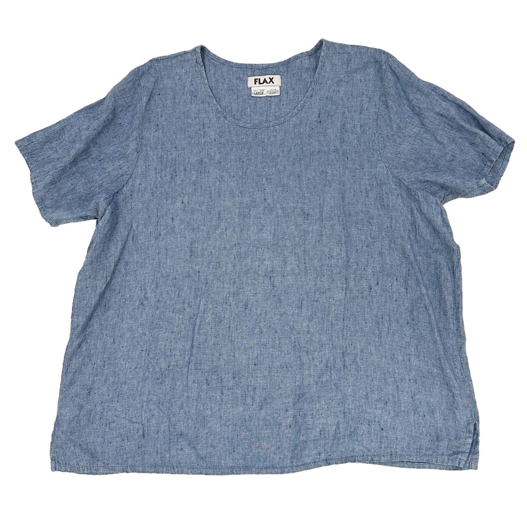 FLAX Jeanne Engelhart L Denim Look Linen Blouse Minimalist Lagenlook Tunic   Elevate your wardrobe with this stunning FLAX Jeanne Engelhart Denim Look
