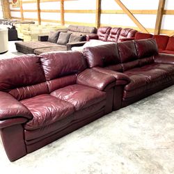 Red Leather Couch Set “WE DELIVER”