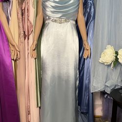 Soft Blue Satin Dress - New