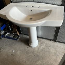 New Pedastal Sink (2) Left  $40 Each.See All Pictures For  Measurements. You Must Pickup 