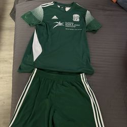 Adidas Green And White Boys Soccer Uniform Size : L