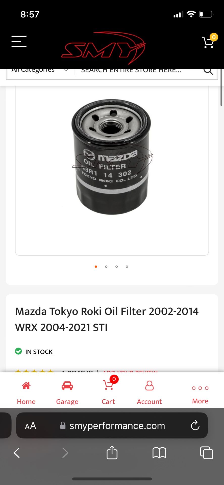 Mazda Tokyo Roki Oil Filter 2002-2014 WRX 2004-2021 STI