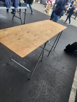 Steel Metal Table 2 Stands With Wood 6 Feet