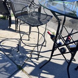 Iron Bar Set With Bottles Wine And Glasses Holder $190
