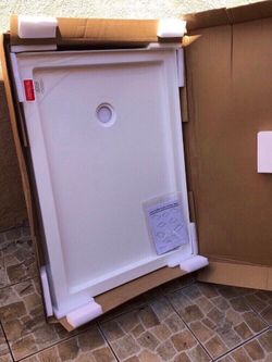 48 X 34 Shower Base Pan Stand Up Left Drain Corner in White