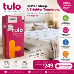 Tulo memory foam 8 inch king size mattress only special