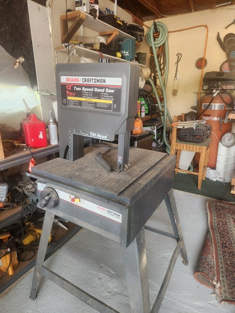 12" Craftsman  2 Speed, 1 &1/8 H. P., Tilt Band Saw, Drill Press  And  Sander