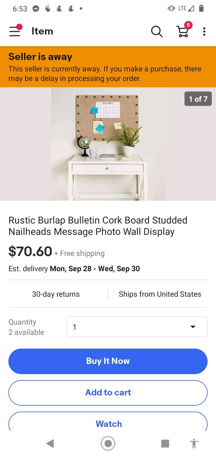 Rustic Burlap Bulletin Cork Board Studded Brand New Retail Price$70.60 +Tax