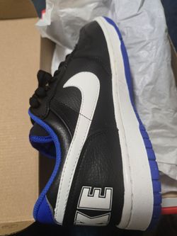 Nike Big Low "Black/Summit White/Hyper Royal" Men's SneakerNike Big Low Black Tumbled Leather Sneakers with Royal Blue AccentsRetro Nike Big Low Court