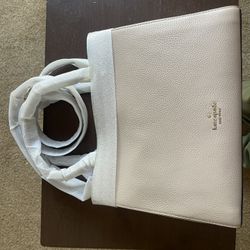 Kate Spade Madison Colorblock Saffiano Leather Medium Satchel Beige 