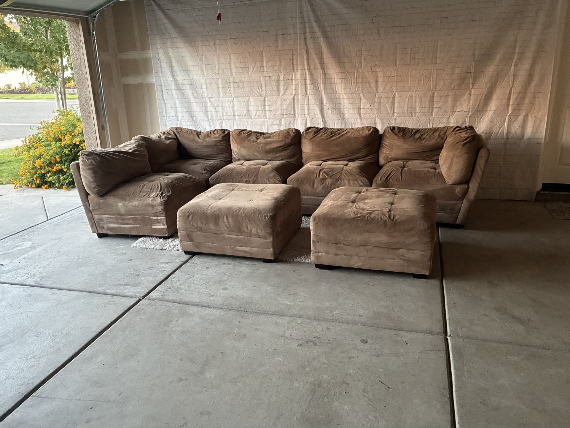 8-Piece Plush Microfiber Sectional + 2 Ottomans