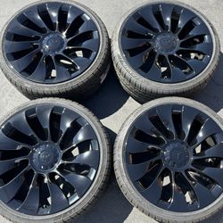 20” Tesla Model 3 Wheels Rims Gloss Black with New Tires 