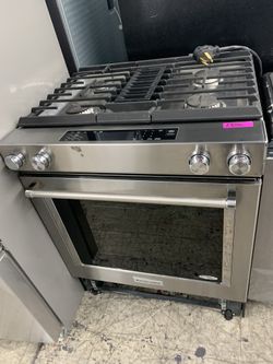 Kitchen aid 30” slide in range in stainless steel all gas