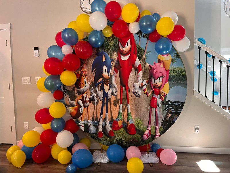 Sonic Hedgehog Round Elastic Backdrop And Decoration Supplies 