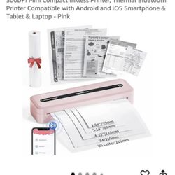 COLORWING Portable Printers Wireless for Travel, 300DPI Mini Compact Inkless Printer, Thermal Blueto