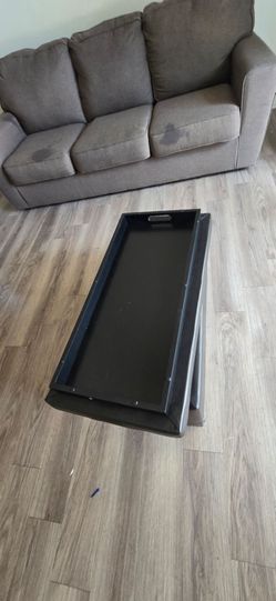 ​Black Leather Storage Ottoman Bench on Wheels