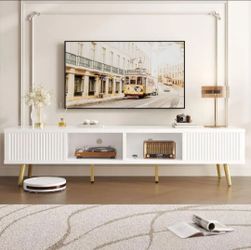 Modern  glossy white entertainment Center TV stand, new