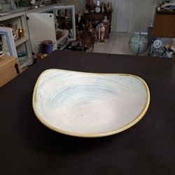 Made In England By Churchill Stonecast Accents Duck Egg Blue Over Speckled White Lotus Bowl Super Vitrified Ceramic Dishwasher & Micro Safe 9" X 3"
