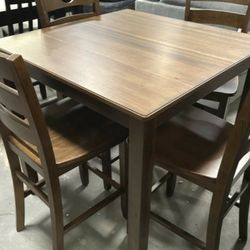 5PC Counter Height Dining Set in Medium Brown