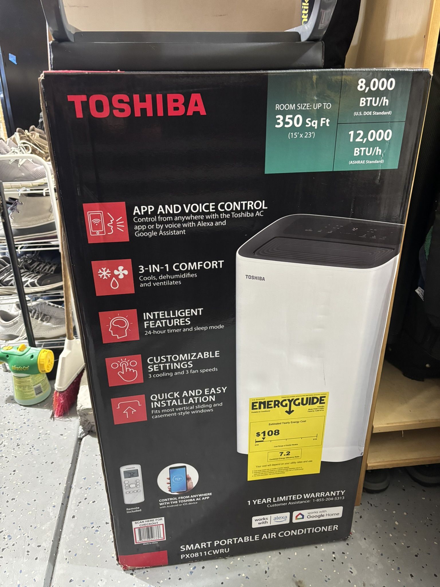 Toshiba 8000 BTU Portable AC Unit With Wifi Control Brand New, Box Is Unopened