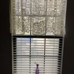 Cream Heritage Lace Victorian Rose Valance Half Curtain USA made