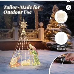 New in box SamyoHome 6ft Nativity Set Outdoor Nativity Scene Christmas Lighted Decoration w/220 LED, CY-026GN