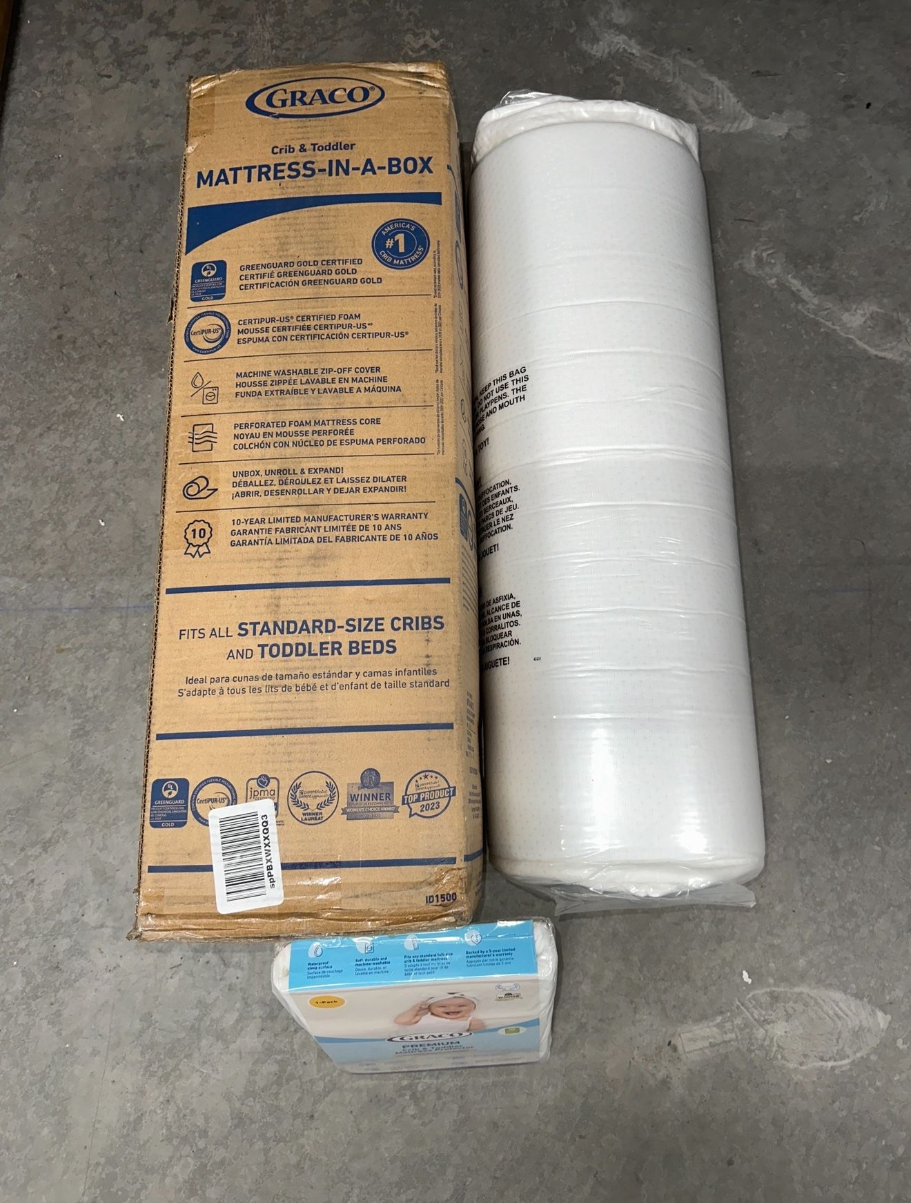 New Sealed Graco Premium Crib Toddler Mattress GREENGUARD Waterproof Washable