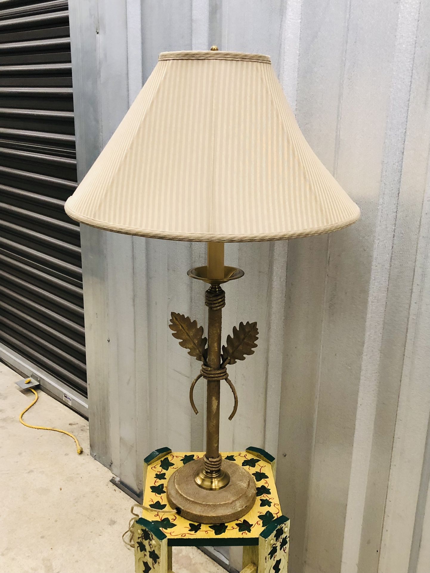 Antique Tall Glazed Metal Lamp 