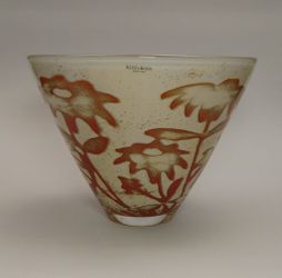 Vintage Kosta Boda Vase Art Glass Bowl Flowers Scandinavian Swedish Sweden