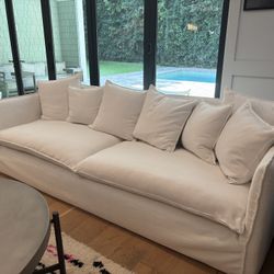 Modern White Linen Sofa