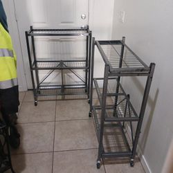 2 Brand New Metal Folding Shelves Strong Sturdy