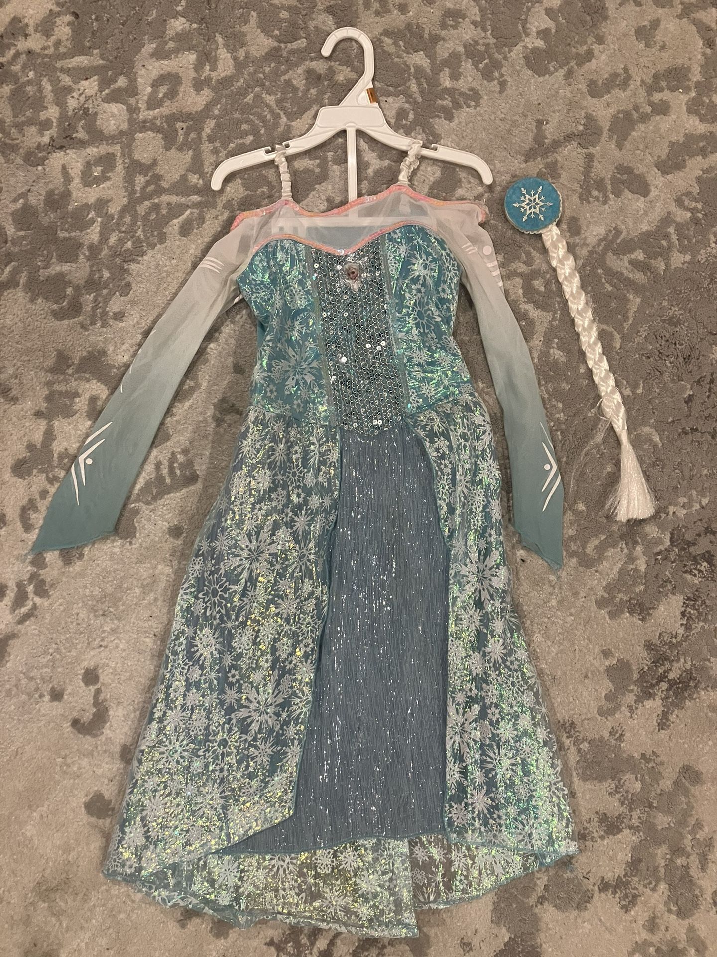 Elsa Frozen Halloween Costume Or Dress Up Cosplay W Braid